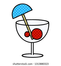 comic book style cartoon of a fancy cocktail
