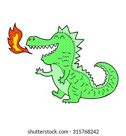 comic book style cartoon fire breathing dragon