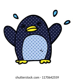 caricatura de estilo de libro de historietas con pingüino aleteado