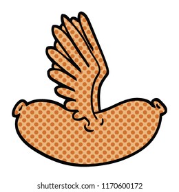 comic book style cartoon flying sausage