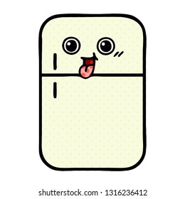 comic book style cartoon of a fridge freezer