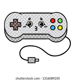 comic book style cartoon of a game controller