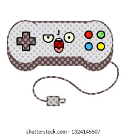 comic book style cartoon of a game controller