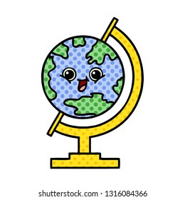 comic book style cartoon of a globe of the world