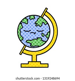 comic book style cartoon of a globe of the world