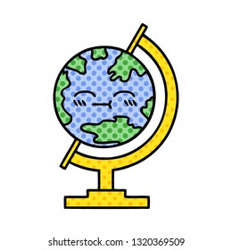 comic book style cartoon of a globe of the world
