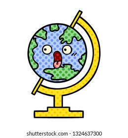 comic book style cartoon of a globe of the world