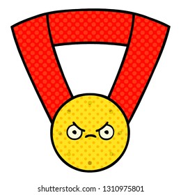 desenho animado estilo história em quadrinhos de uma medalha de ouro