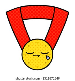 comic book style cartoon of a gold medal