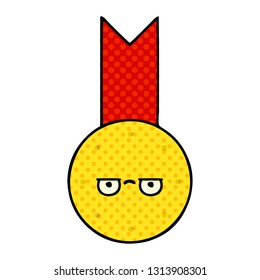 caricatura de una medalla de oro al estilo de un libro de historietas