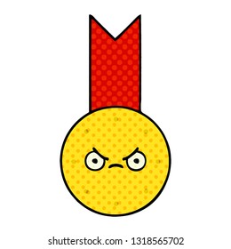 caricatura de una medalla de oro al estilo de un libro de historietas