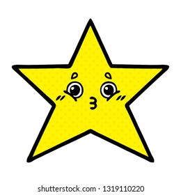 comic book style cartoon of a gold star