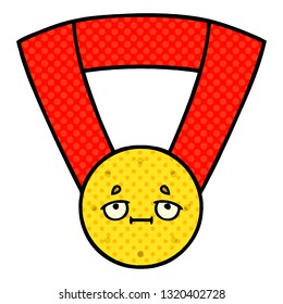 caricatura de una medalla de oro al estilo de un libro de historietas