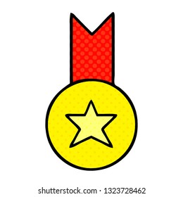 comic book style cartoon of a gold medal