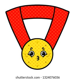 caricatura de una medalla de oro al estilo de un libro de historietas