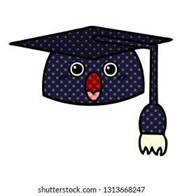 comic book style cartoon of a graduation hat