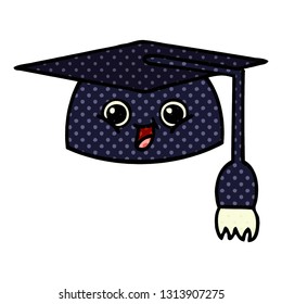 comic book style cartoon of a graduation hat