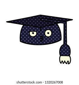 comic book style cartoon of a graduation hat