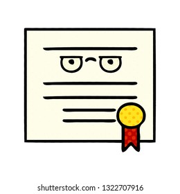comic book style cartoon of a graduation diploma