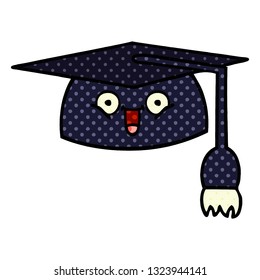 comic book style cartoon of a graduation hat