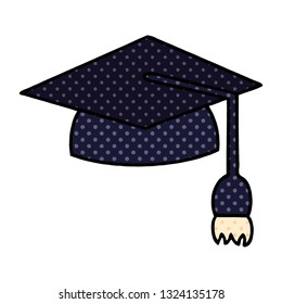 comic book style cartoon of a graduation cap