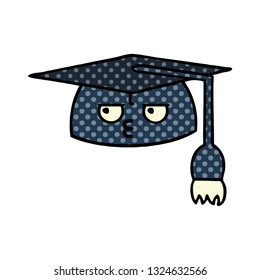 caricatura de un sombrero de graduación al estilo de un libro de historietas