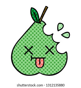 comic book style cartoon of a green pear