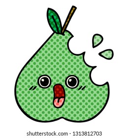 comic book style cartoon of a green pear