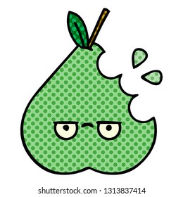 comic book style cartoon of a green pear