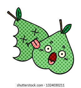 comic book style cartoon of a green pear