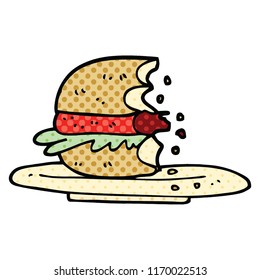 historieta estilo caricatura hamburguesa medio devorada