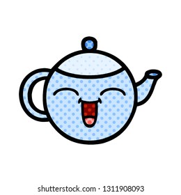 comic book style cartoon of a happy teapot