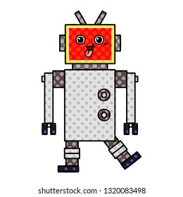 comic book style cartoon of a happy robot