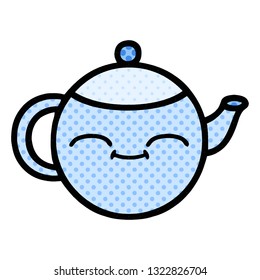 comic book style cartoon of a happy teapot