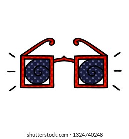 comic book style cartoon of a hypnotic glasses