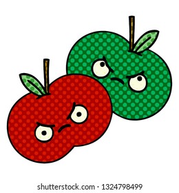 comic book style cartoon of a juicy apple