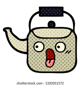 comic book style cartoon of a kettle