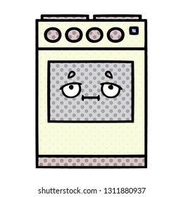 desenho animado estilo história em quadrinhos de um forno de cozinha