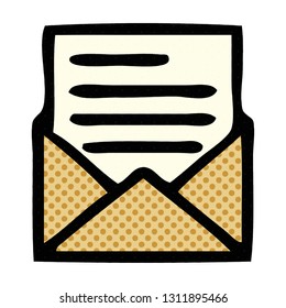 Comicbuch-Cartoon mit Buchstaben und Umschlag