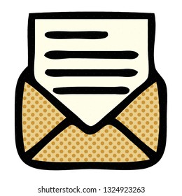 comic book style cartoon of a letter and envelope