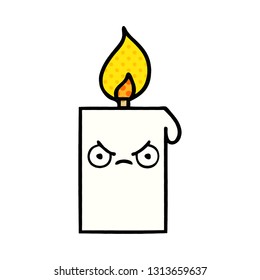 comic book style cartoon of a lit candle