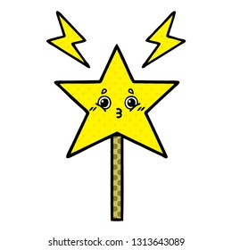 comic book style cartoon of a magic wand