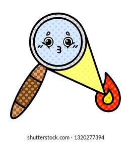 comic book style cartoon of a magnifying glass