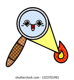 comic book style cartoon of a magnifying glass