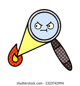 comic book style cartoon of a magnifying glass