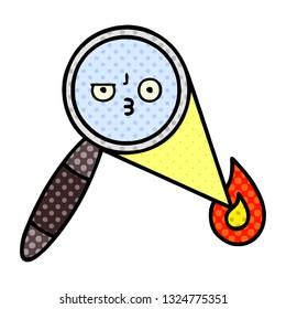 comic book style cartoon of a magnifying glass