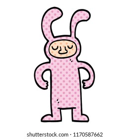 comic book style cartoon man dressed as a bunny
