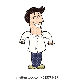 comic book style cartoon man shrugging shoulders