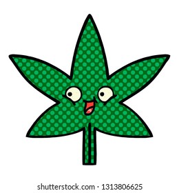 caricatura de una hoja de marihuana al estilo de un libro de historietas