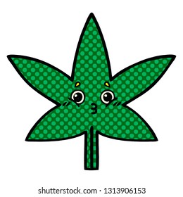 comic book style cartoon of a marijuana leaf